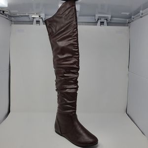 West Blvd London Thigh-high Brown Boots Faux Leather